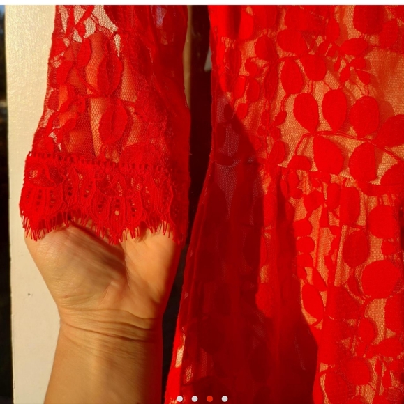 Free people babydoll lace red dress - Picture 3 of 4